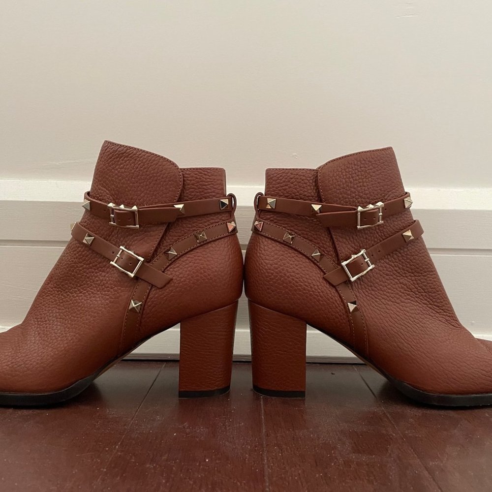 Valentino Rockstud 70 booties 39 Cognac Brown